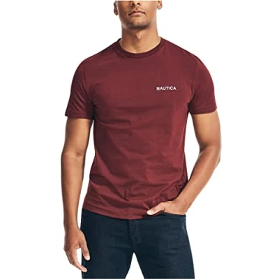 Image of Nautica Men&#039;s Short Sleeve Solid Crew Neck T Shirt, Royal Burgundy, XL