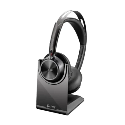 Image of POLY Voyager Focus 2 USB C Headset C/A Adapter Charging Stand Customer Special 1 Active Noise Canceling (ANC) Connect PC/Mac/Mobile via Bluetooth Black