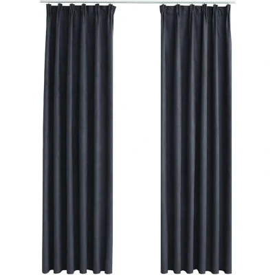 Image of vidaXL Blackout Curtains with Hooks 2 pcs Anthracite 140x175 cm