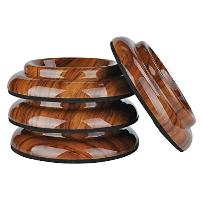 Image of KingPoint ABS Upright Piano Caster Cups Set of 4 Rosewood Color Slip Resistant