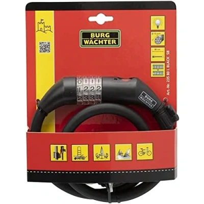 Image of Burg Wachter 80cm Combination Locking Cable , Black