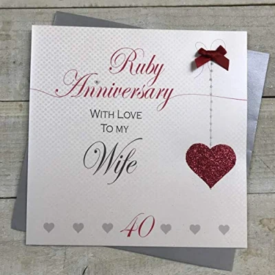 Image of 40th Anniversary Handmade Large Card WIFE Ruby BY WHITE COTTON CARDS (XLLA40H)