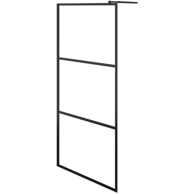 Image of vidaXL Walk in Shower Wall with Clear ESG Glass Black 80x195 cm