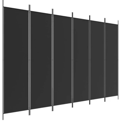 Image of vidaXL 6 Panel Room Divider Black 300x200 cm Fabric