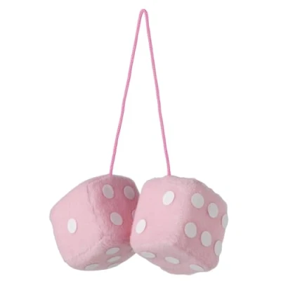 Image of Sumex Branded Home &amp; Car Mirrior Hanging Fluffy Furry Dice (Pink with White Spots)