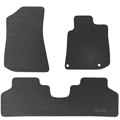 Image of Carsio Rubber Car Mats For Kia NIRO EV 2022+ Onwards Tailored Fit Floor Mat Set Complete Accessory Black Custom Fitted All Weather &amp; Heavy Duty, Anti Slip Backing with Clips