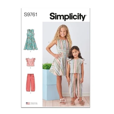 Image of SIMPLICITY SS9761K5 Children&#039;s and Girls&#039; Dress, Top Trousers K5 (7 8 10 12 14)