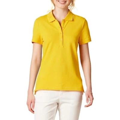 Image of Amazon Essentials Women&#039;s Short Sleeve Polo Shirt (Available in Plus Size), Golden Yellow, S