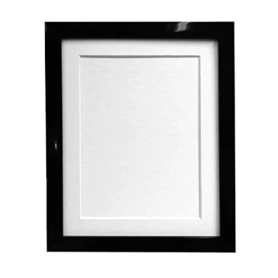 Image of FRAMES BY POST 0.75 Inch Black Picture Photo Frame With White Mount 16 x 12 Image Size 10 Plastic Glass