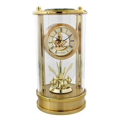 Image of Widdop W2008 Gold Tone Skeleton Movement Cylindrical Mantel Clock Analog