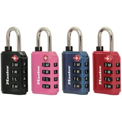 Image of Master Lock 4691DWD TSA Approved Set Your Own Word Combination Lock,1 Pack, Assorted, Colors May Vary, Pack of 1