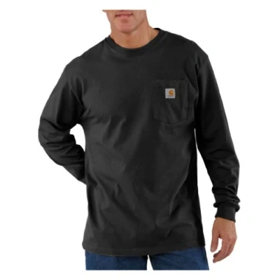 Image of Carhartt Men&#039;s Loose Fit Heavyweight Long Sleeve Pocket T Shirt, Black, S