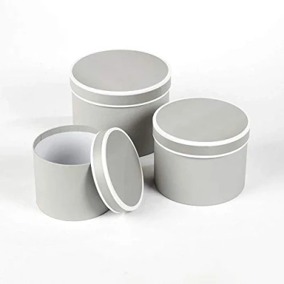 Image of Round Couture Range Lined Flower Hat Boxes Set of 3 (Grey)