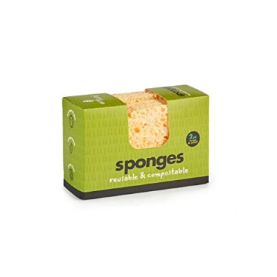 Image of Eco Living COMPOSTABLE Wavy Sponge Standard Pack of 2, Yellow, Multi