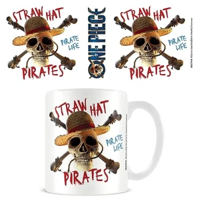 Image of One Piece Mug (Live Action Pirate Emblem Design) 11oz Ceramic Coffee Mug, Cups and Mugs for Women, Men Kids Official Merchandise