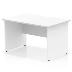 Image of Impulse 1200 x 800mm Scalloped Edge Straight Office Desk White Top Panel End Leg