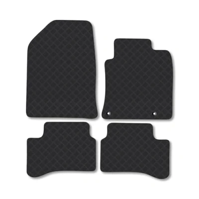 Image of Rubber Car Mats Compatible with Kia X Ceed PhEV (2022 ) Tailored Fit Floor Set Accessory Black Custom 4 Pieces Clips Anti Slip Backing, Heavy Duty &amp; Waterproof
