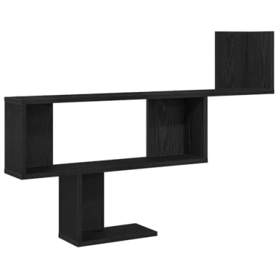 Image of vidaXL wall shelf black oak 100x15x70 cm floating engineered wood for living room or office