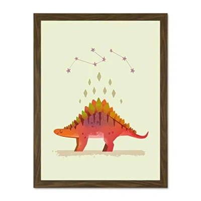 Image of Wee Blue Coo Dinosaur Stegosaurus Wall Large Framed Art Print Poster Decor 18x24 inch