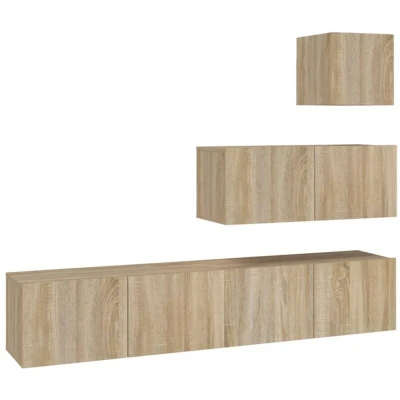 Image of vidaXL 4 Piece TV Cabinet Set Sonoma Oak Engineered Wood