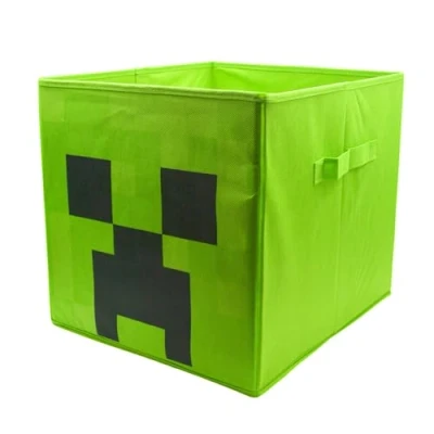Image of HOX Kids Minecraft Creeper Collapsible Storage Boxes with Handles Durable Fabric Foldable CubesCompatible Ikea Kallax Furniture Perfect For Organising Room &amp; Playroom