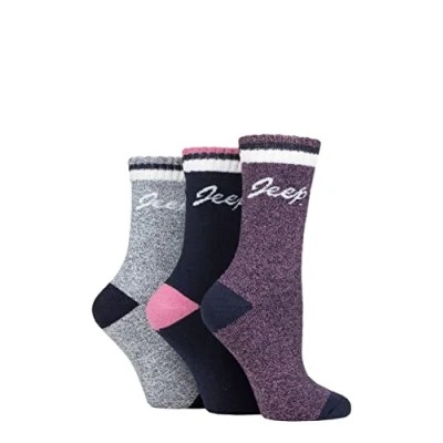 Image of Women&#039;s 3 Pair Jeep Performance Full Cushion Boot Socks Navy / Rose Cream 4 8 Ladies