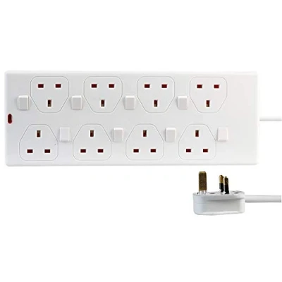 Image of Pro Elec PEL00034 8 Way Individually Switched Extension Lead, 3 m, White