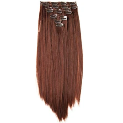 Image of CAISHA XXL 20&quot; Long 8 Pieces Set Clip In Extensions Hair Extension Synthetic Fiber Hairpiece Straight Brown CES113