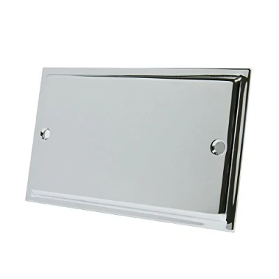 Image of Slimline Polished Chrome Double Blank Plate Electrical Blanking 2 Gang