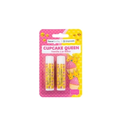 Image of Face Facts Joy Pixels Vanilla Scented Lip Balms Cupcake Queen 2 x 4.25g Vegan