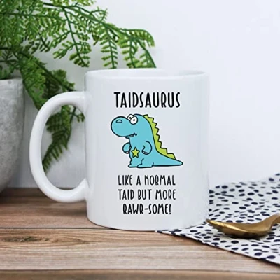 Image of eBuyGB Taidsaurus Mug, Taid Dinosaur Printed Coffee Father&#039;s Day Gift for Welsh Grandad, Grandpa, Birthday Gift, Funny Present