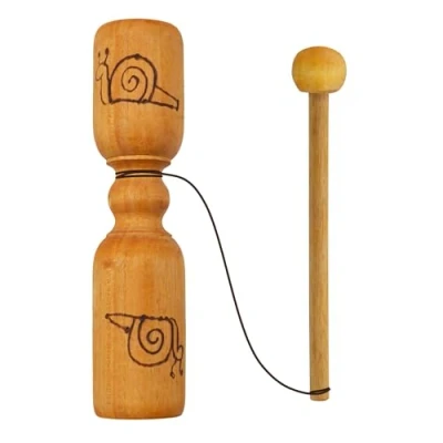 Image of A Star Traditional TikTok Two Tone Handmade Wood Block with Wooden Beater, Percussion Rhythm