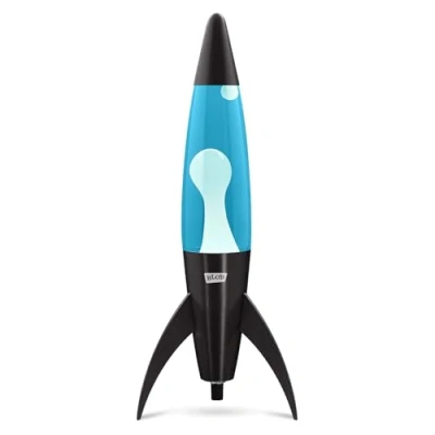 Image of Blob Lamps® Rocket Liquid Motion Lamp White Wax Blue Matt Black Metal Base &amp; Cap 17 Magma Mood Light