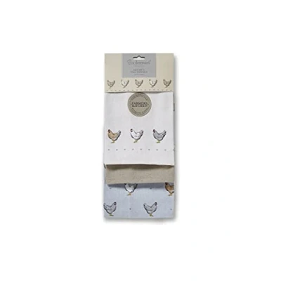 Image of Cooksmart British Designed Pack of 3 Tea Towels Luxury for Kitchen Modern Towel Set