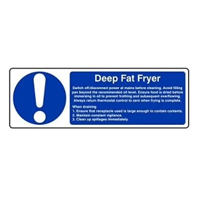 Image of 300mmx100mm Deep Fat Fryer Catering Sign Sticker Self Adhesive