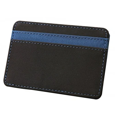 Image of Men Faux Leather Magic Wallet ID Credit Card Slim Money Clip Bifold Holder Purse (Blue)