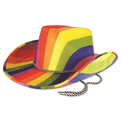 Image of Multicolor Cowboy Hat, 1 Pc. Vibrant Rainbow Design, Perfect Accessory for Festivals, Parties, Pride, &amp; Everyday Fashion