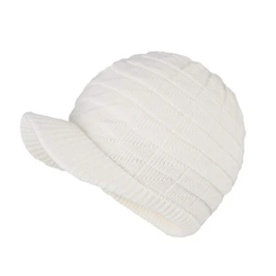 Image of LANGZHEN Unisex Winter Hats with Visor Warm Ski Hat Stylish Knitted for Men and Women(White)