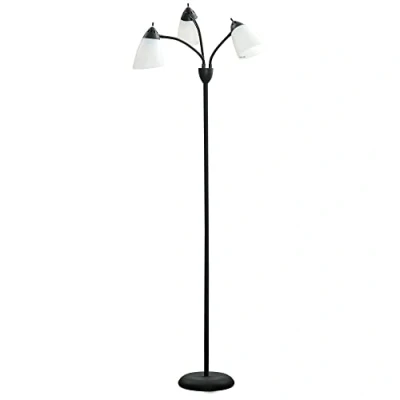 Image of HOMCOM Arc Tree Floor Lamp with 3 Adjustable Rotating Lights, for Bedroom Living Room, Industrial Standing Steel Frame, 155cm, Black