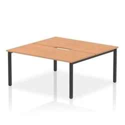 Image of Evolve Plus 1600mm B2B 2 Person Office Bench Desk Oak Top Black Frame