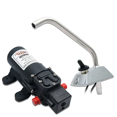Image of RV Water Pump, Maso 12V High Pressure Micro Self Priming Diaphragm Galley Electric Pump &amp; 360 Spin FAUCET/TAP for Boat/Caravan Motorhome