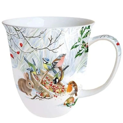 Image of Ambiente Fine China Birds Christmas Mug 0.4 Litre