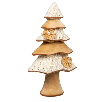 Image of SHATCHI Golden Figures Santa Reindeer Gnome Christmas Tabletop Centrepiece Showpieces Home Art &amp; Craft Xmas Party Window Décor, Gold, 32cm Tree