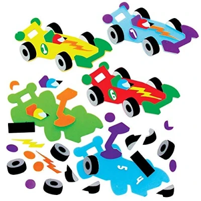 Image of Baker Ross FE616 Racing Car Mix &amp; Match Magnet Kits Pack of 8, Magnets for Kids, Fridge Children, Make Your Own Craft Kit