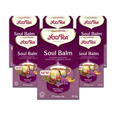 Image of Yogi Tea, Soul Balm, Organic Herbal Blend of Cocoa Shells, Rooibos and Orange, 6 Packs x 17 Tea Bags (102 Teabags Total)