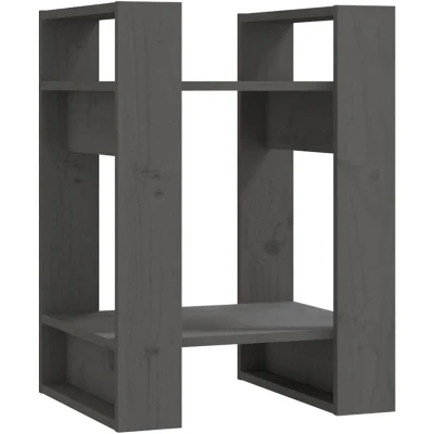 Image of vidaXL Book Cabinet/Room Divider Grey 41x35x57 cm Solid Wood Pine