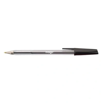 Image of indigo Black Ballpoint Pens. Quality Stick Biro Pens for Home/School/Office. 0.7mm Medium Encased Nib (50)