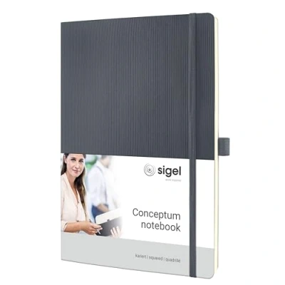 Image of SIGEL CO318 Premium Notebook squaRed, A4, softcover, Grey Conceptum