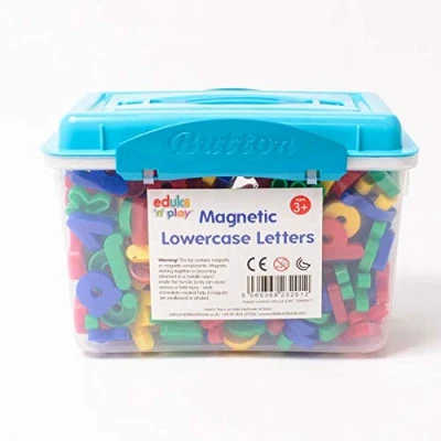 Image of Eduk8 Worldwide Magnetic Lowercase Letters 286 Pieces Supplied in Plastic Tub with Carry Handle