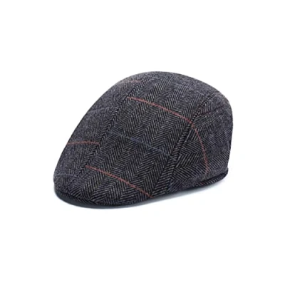 Image of ARG Mens Flat Cap Gatsby Tweed Baker Boy Hat Herringbone Newsboy ONE Size (HT184803/1)